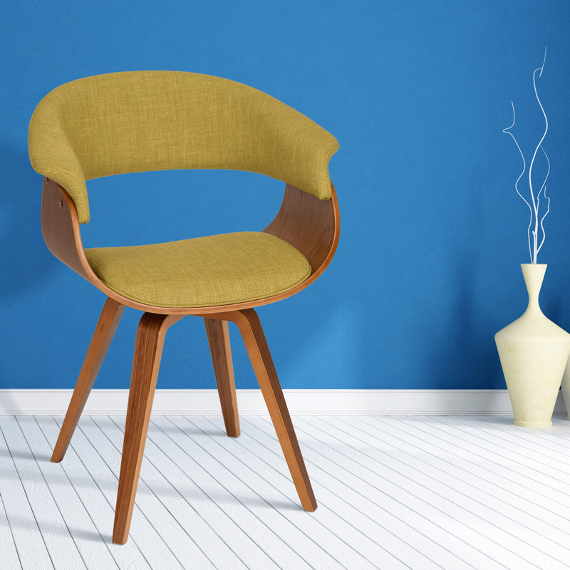 Krystyna Mid-Century Upholstered Dining Chair, Green, Walnut