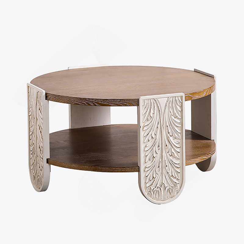 Table basse en bois sculpté, table de bout rétro avec rangement double couche, petite table d'appoint pour le salon, table de chevet de style palais pour les petits espaces