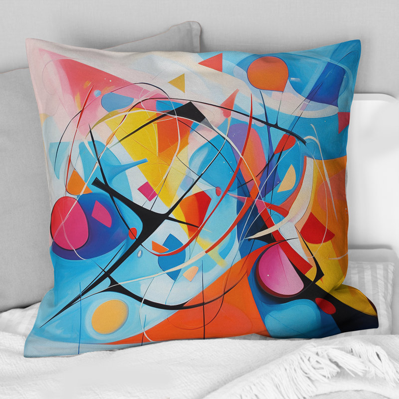 Coussin décoratif coloré Mid Century Abstract Essence II - imprimé abstrait Mid-Century