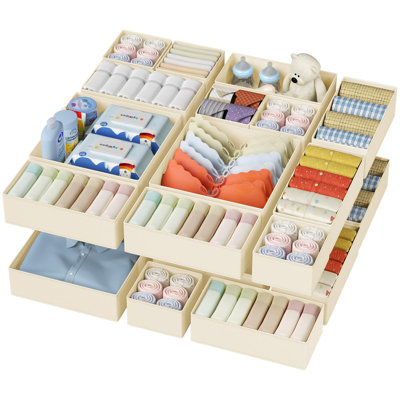 Rangement de tiroir - 20 boîtes de rangement de placard pour le rangement des vêtements de bébé, organisateur de commode en tissu pour chambre de bébé, diviseurs de petit tiroir pliables pour chaussettes de sous-vêtements