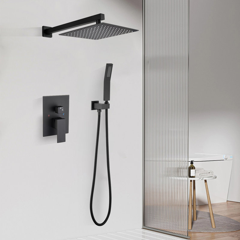 Complete Shower System with Rough in-Valve, Matte Black