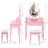 Pink Princess Vanity Desk Set with Mirror & Cushioned Stool,Light Modes,4-Drawer Wooden Makeup Vanity Table for Girls' Bedroom, Dressing Table with Ample Storage-966677779