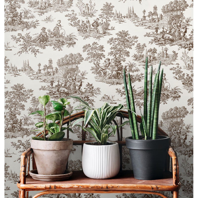 Spurling Peel & Stick Toile Roll, Brown