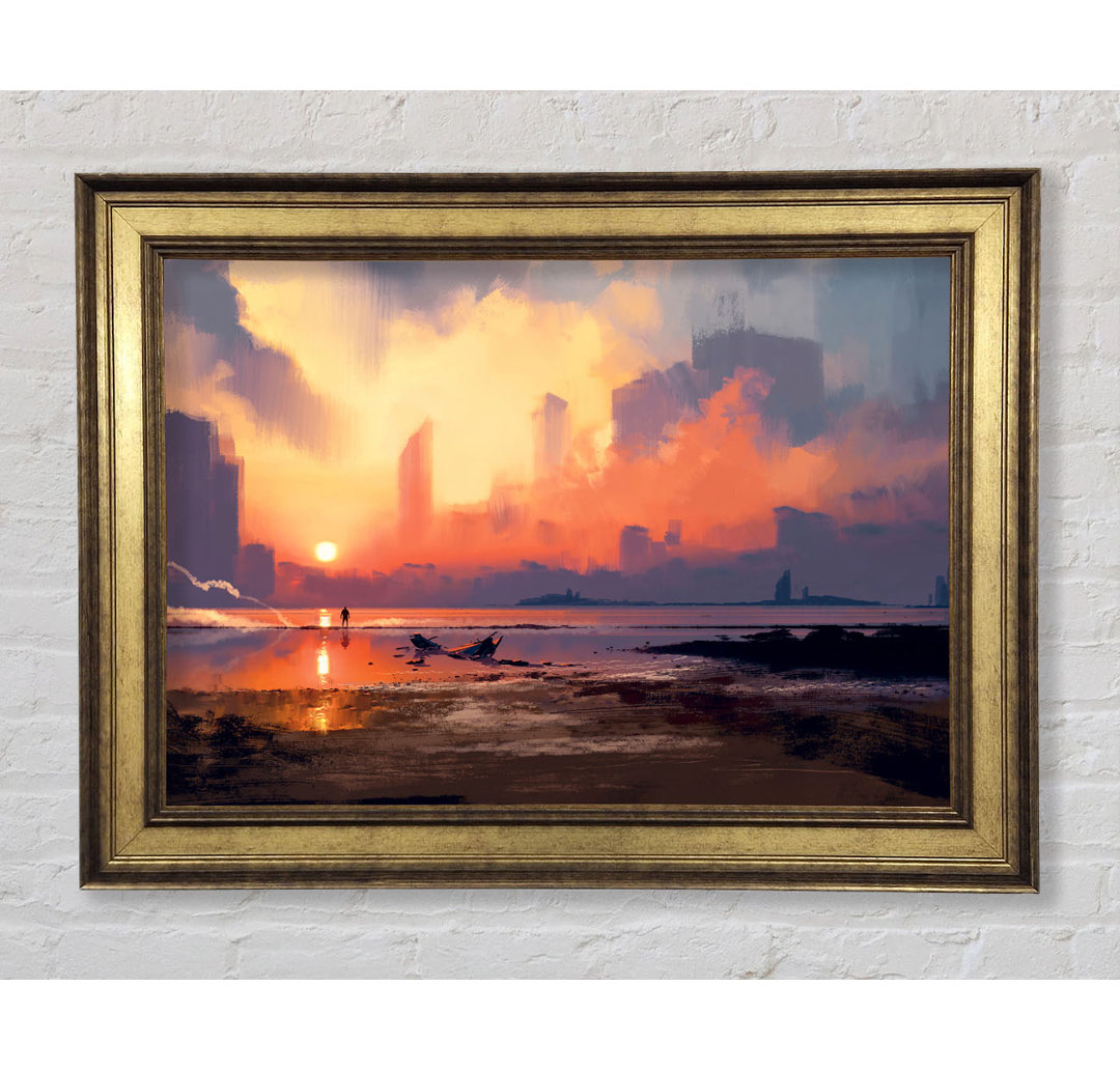 Gerahmtes Leinwandbild Sunset Ocean City