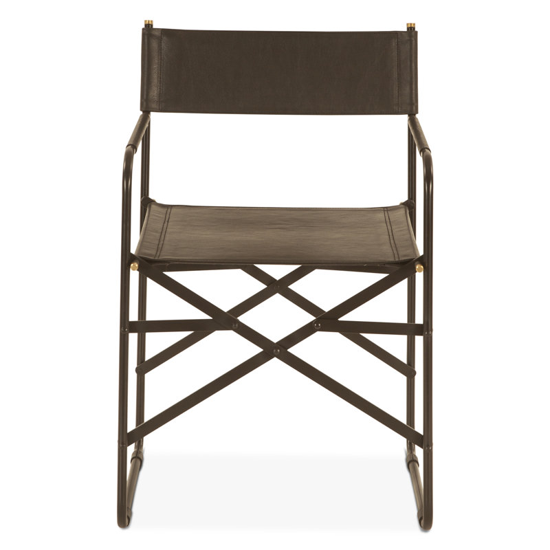 Medeiros 19" Director's Chair In Leather, Black