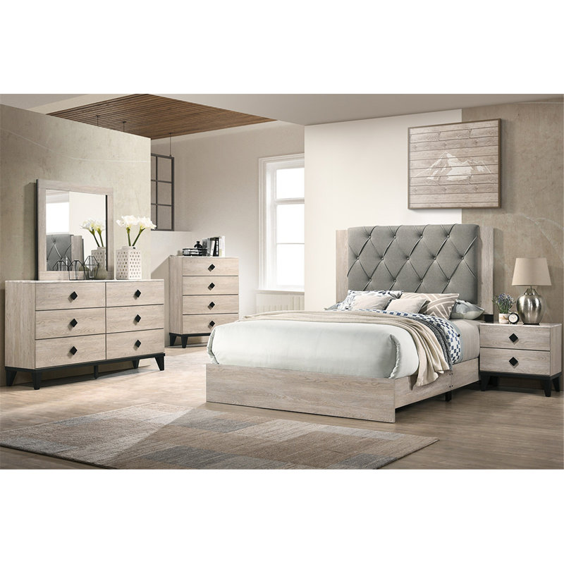 Maxie Upholstered Standard Bed, Queen, Cream
