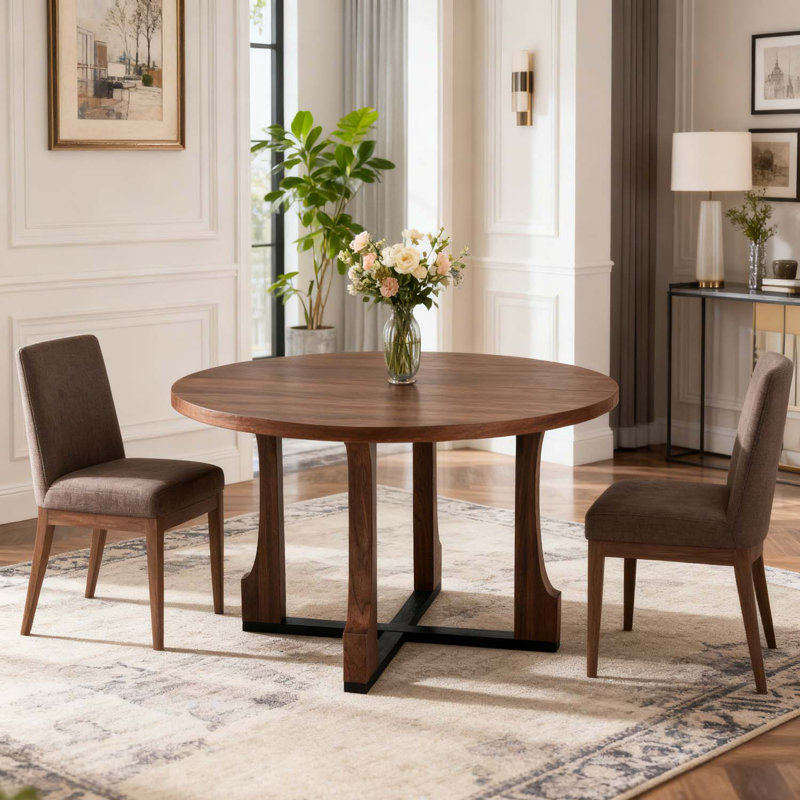 Table de salle à manger rétro, pour les espaces compacts et les appartements, Noyer