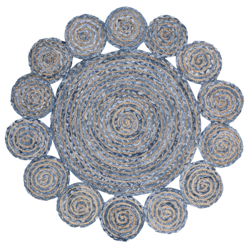 Zeitler Hand Woven Jute, Cotton Rug, Round 4'