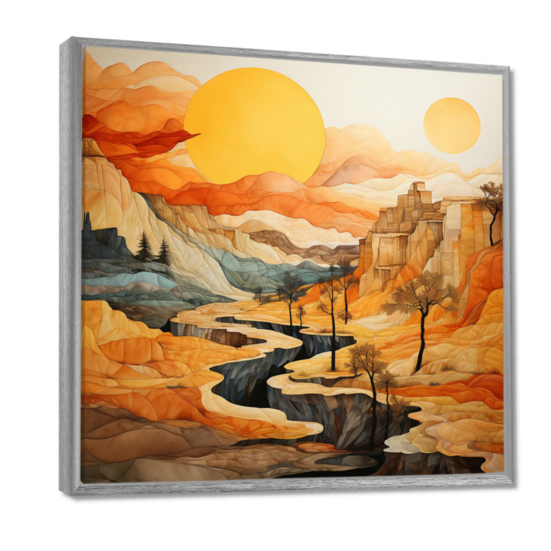 «Bold Landscape Canyon Desert VI - Canyon», art mural, H 24 po x l 24 po x P 1 po, Encadrement argenté