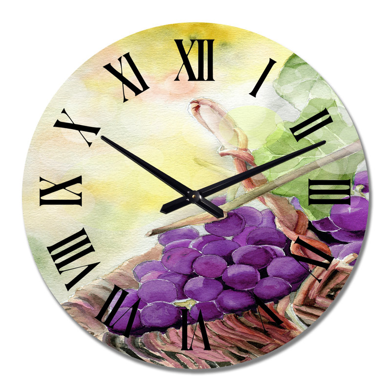 Grappe de raisin mauve - Horloge murale traditionnelle, Surdimensionné