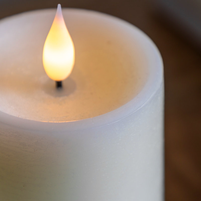Unscented Flameless Pillar Candle with Plastic Holder, Ivory