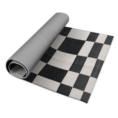 Tapis d'intérieur et d'extérieur à carreaux gris