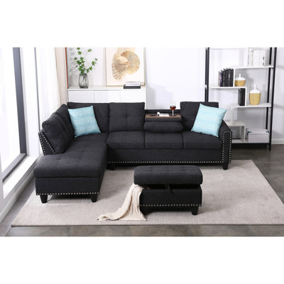Rivet - Trimmed L - shaped Sofa
