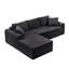 Chaise longue, 3 places en velours côtelé droit avec base arquée et antidérapante, 3 coussins de dossier et 2 coussins décoratifs pour vous détendre dans votre chambre modulaire et modulaire-2129498906