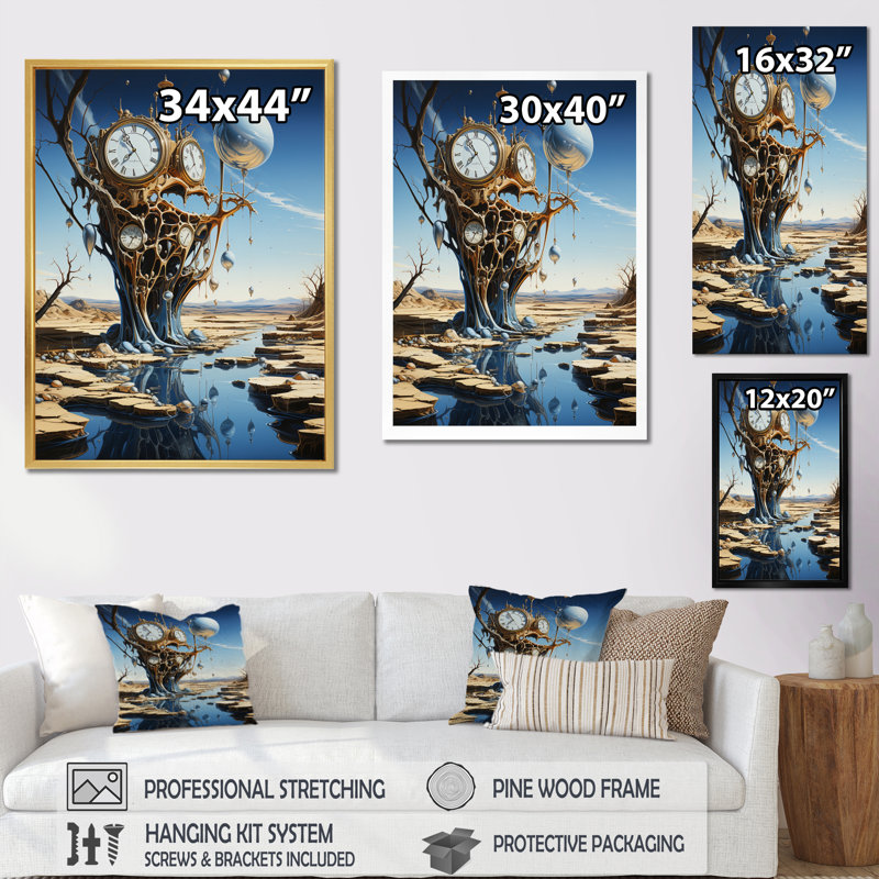 Chef-d'œuvre de la persistance de la mémoire, surréalisme IV - décoration murale abstraite, H 40 po x l 30 po x P 1,5 po