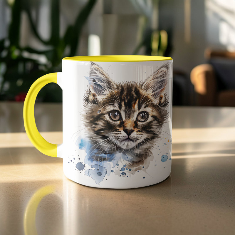 Ceramic Coffee Mug, Yellow, 2