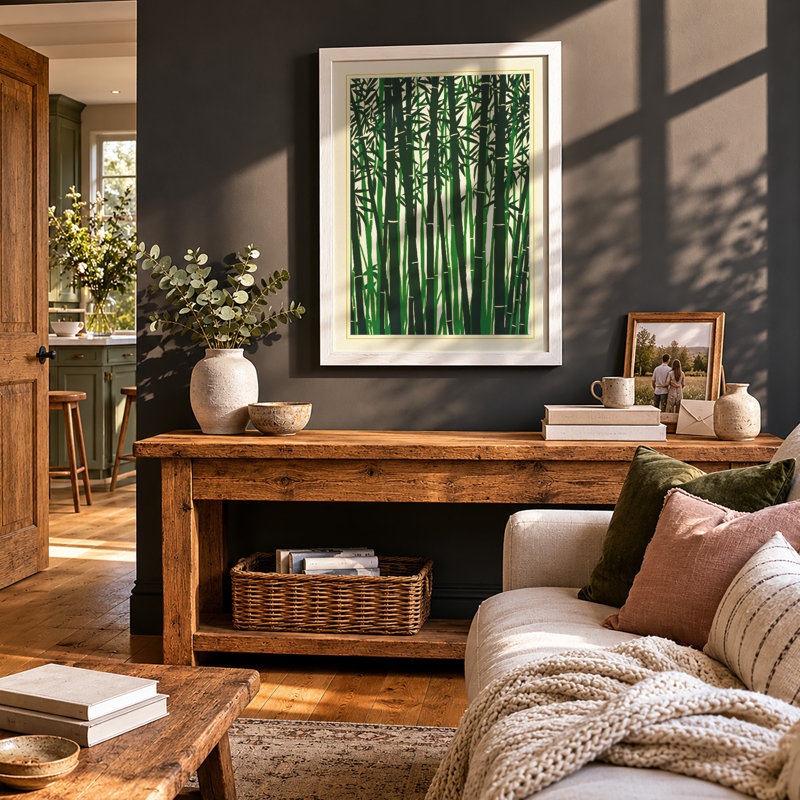 Bamboo Stand Japandi - Framed Print, A3 - 42.0 x 29.7 cm, White