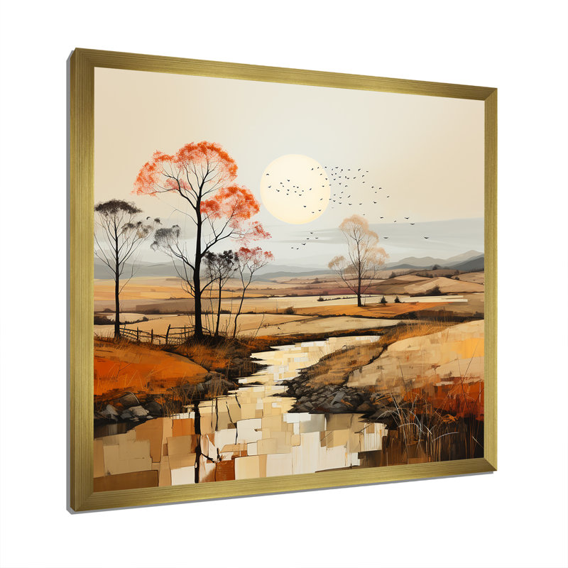 «Desert Prairies Peace Peace Sunset» sur toile, H 16 po x l 16 po x P 1 po, Cadre doré simple