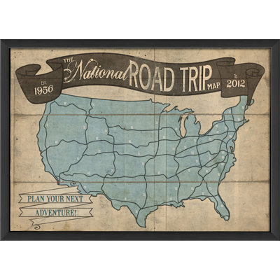 « national road trip map », impression encadrée