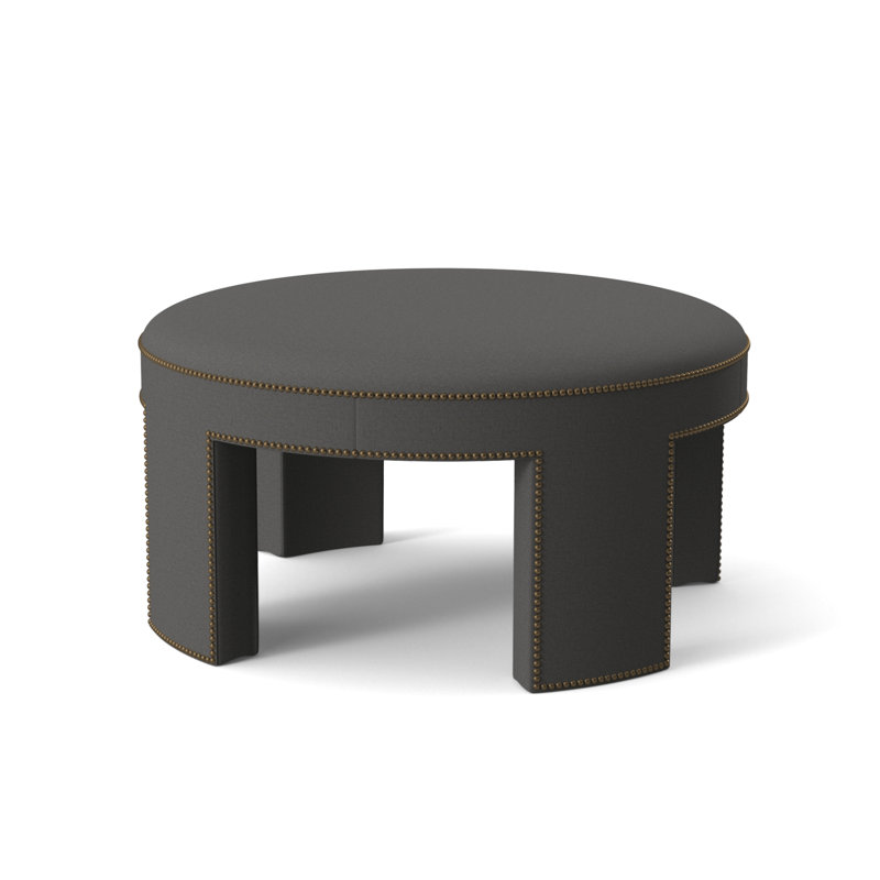 Durant Round Ottoman, Beige/Brown 71628L22, 18.75"H x 33.5"W x 33.5"D