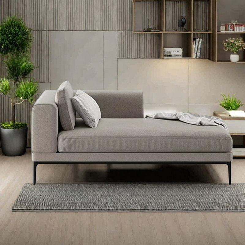 Chaise longue en coton et lin éponge, Orienté à gauche (vu de face)