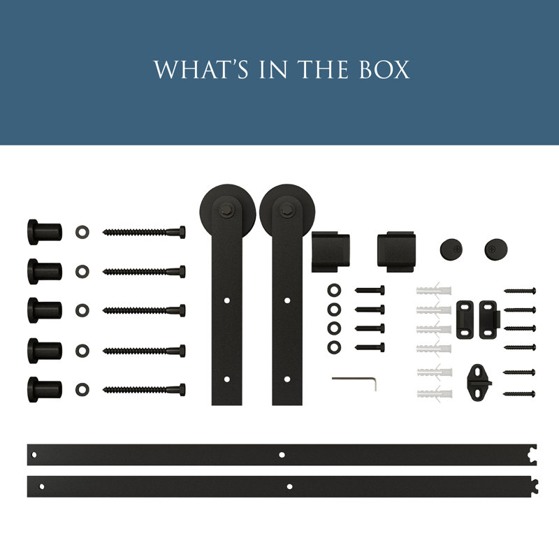 Matte Black 72-Inch Barn Door Hanger Kit with Screws