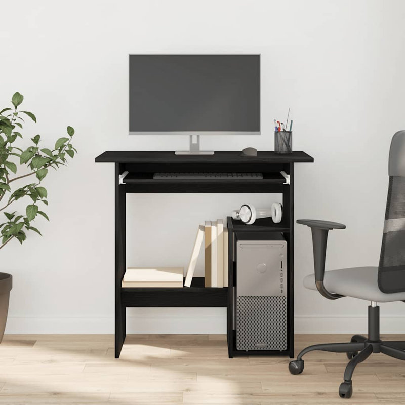 Bureau rectangulaire en bois d'ingénierie chêne noir 31,5 po
