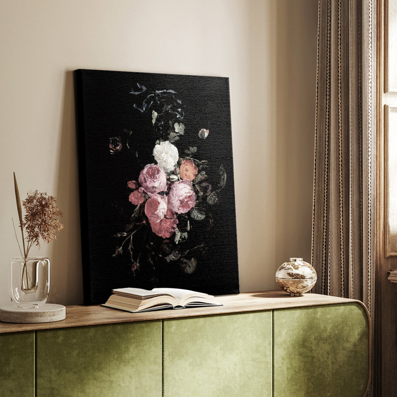 Motif floral rétro XCV - galerie Cavas, H 18 po x l 12 po