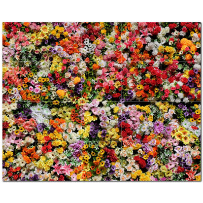 Panneau mural décoratif en céramique 6 po x 6 po Flowers