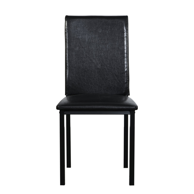 4 Dining Seats, Metal Frames, Dark Brown Vinyl Upholstery, 250Lbs Support Strength, Modern Industrial Design, Easy Assembly Project, Soft Padding For Comfort, Ergonomic Floor-Protecting Pads Metal