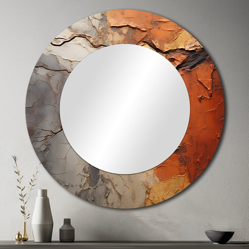 Seray orange gris abstrait, séquoia, collage, séquoia, 36 po x 36 po