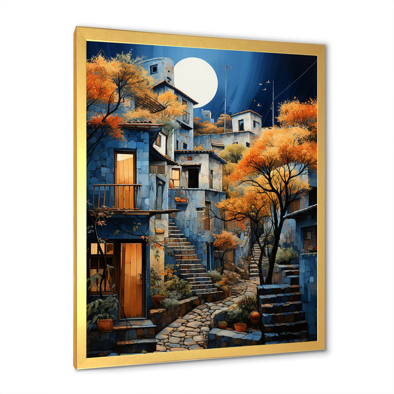 Art mexicain, paysage, odyssée d'Oaxaca II - art mural mexicain, H 32 po x l 16 po x P 1 po, Cadre doré simple