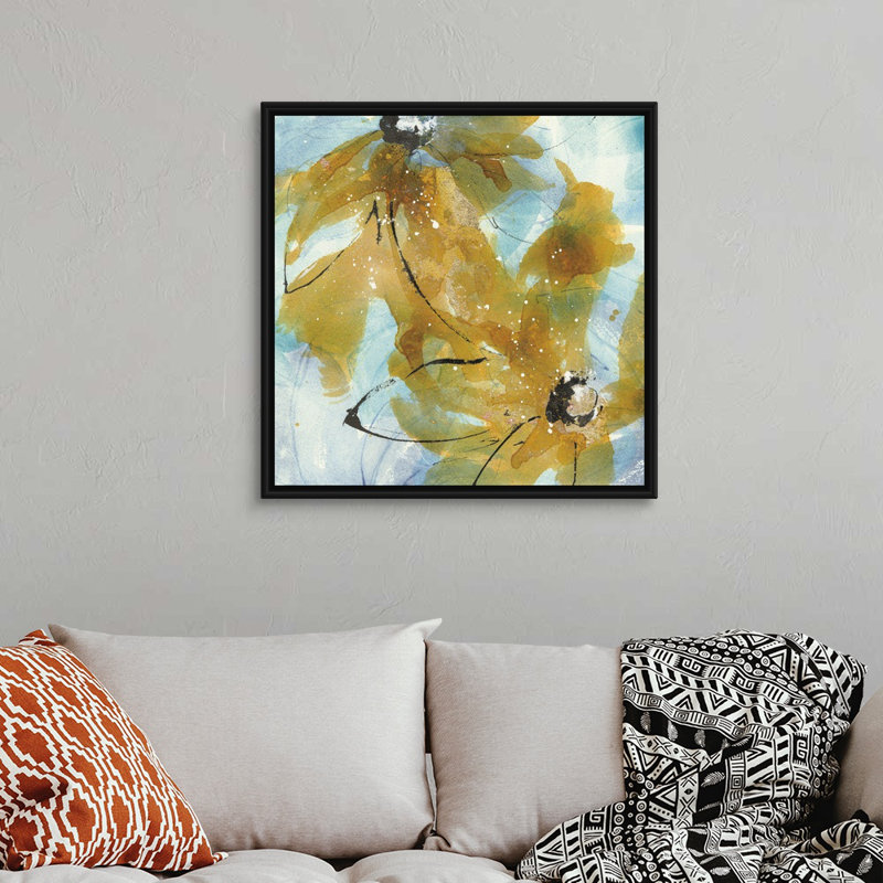 «Amber Blue I» par Chris Paschke, reproduction d'art graphique sur toile, H 32 po x l 32 po x P 1,75 po, Cadre flottant noir