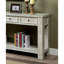 Table de canapé antique en bois massif rustique blanc avec tablette ouverte et rangement