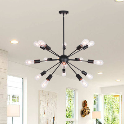 Luminaire suspendu sphérique moderne en bronze huilé 15 lumières réglables Sputnik