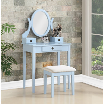 Moniys Wood Moniya Makeup Vanity Table And Stool Set