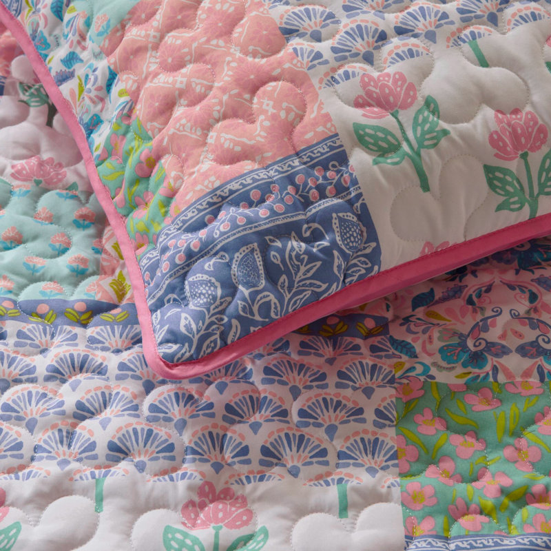 4-Piece Full/Queen 4pcs Quilt Set,Pink