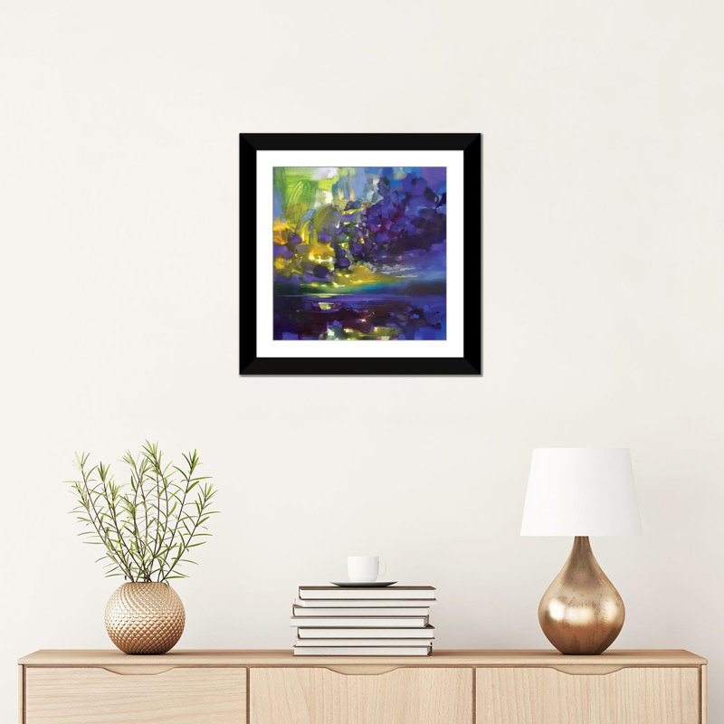 «Purple Mouvement», reproduction sur toile, H 16 po x l 16 po x P 1 po, Papier d'art encadré noir, Blanc