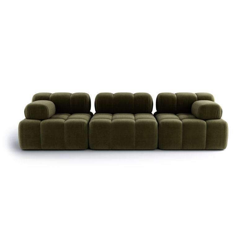 3 Seater Velvet Sectional, Olive