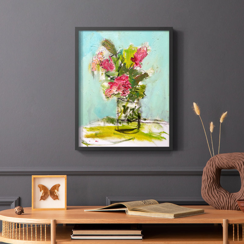 Turquoise Lilly, reproduction encadrée - bois massif, Noir, H 20 po x l 16 po
