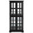 Black Glass Showcase With Adjustable Shelves, Elegant Metal Handles, And Lighting For Bedroom-124472708