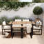 Ensemble repas d'extérieur avec table et chaises, avec coussins imperméables résistants aux rayons UV et trou pour parasol-549239014