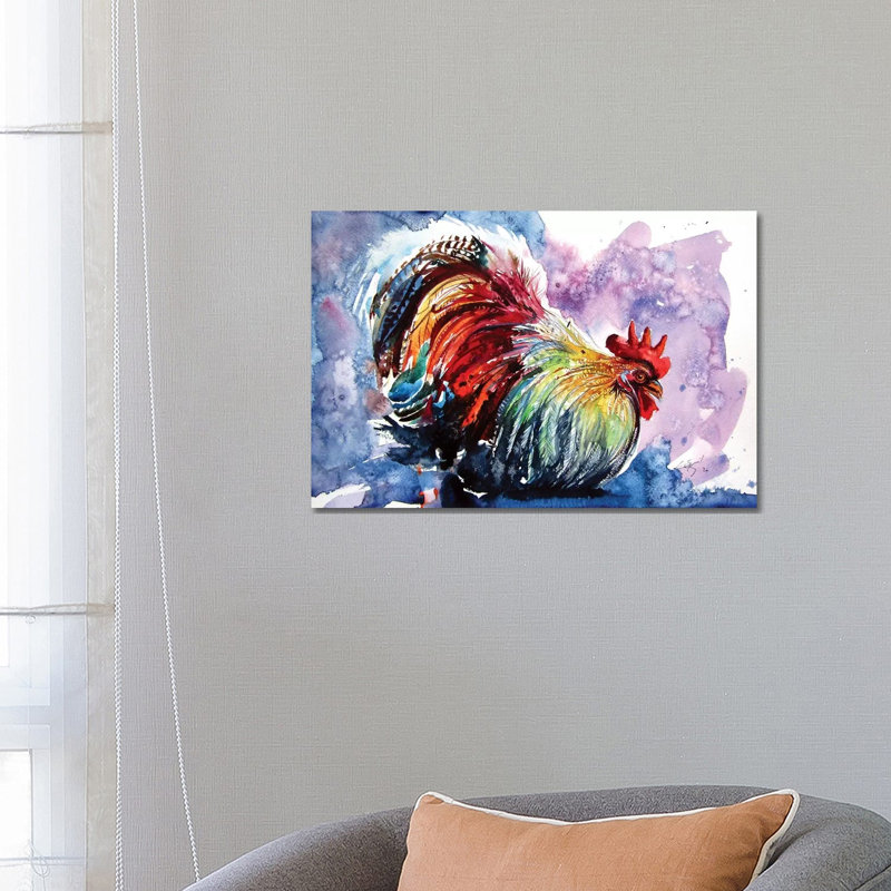 Colorful Rooster by Anna Brigitta Kovacs - Wrapped Canvas Print, 66.04 cm H x 45.72 cm W x 1.91 cm D