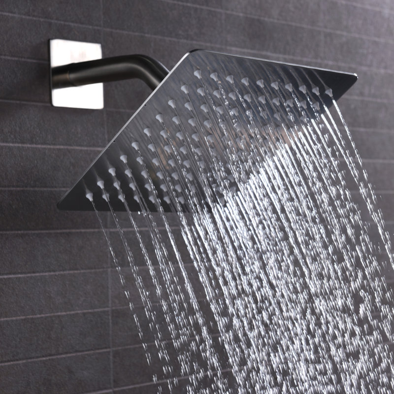 Sumerain Contemporary Concealed Shower System, Single Handle Shower System with Large 8" Square Rain Shower and Hand Shower, Brushed Nickel