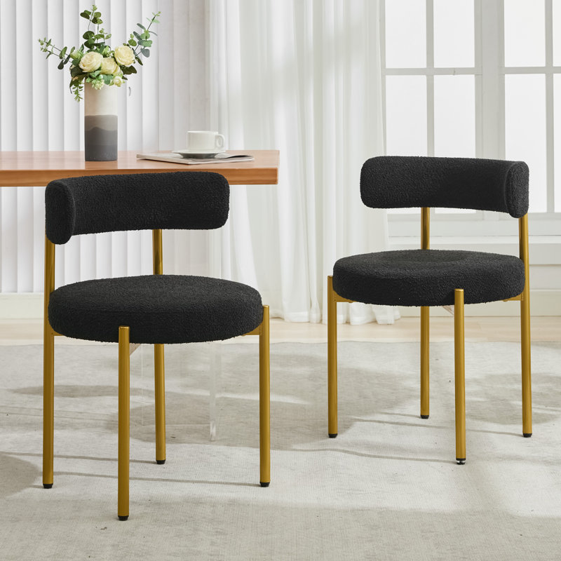 Chaise de salle à manger rembourrée Modern, 2, Doré, Noir