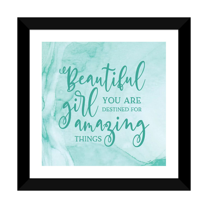«Girl Inspired - Amazing» par Tara Reed, reproduction d'art textuel, H 24 po x l 24 po x p 1 po, Papier encadré noir, Blanc