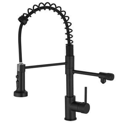 Pull Down Water Filter Kitchen Faucet In Matte Black - Drinking Purifier, Double Pipe Outlet, Simple Installation & Maintenance For Black, Effortless Upkeep