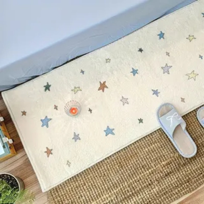 Multicolored Plush Runner Rug, Machine Washable Bedroom Carpet With Non-slip Backing, Soft Floor Mat For Bedside, Bay Window, And Home Decor