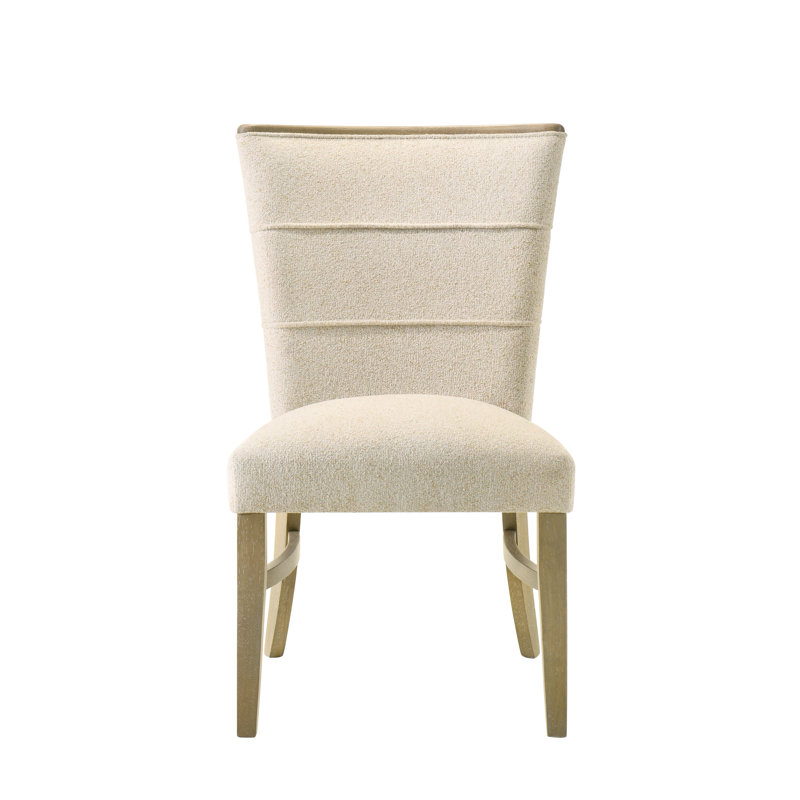 Chaise d'appoint de salle à manger 26 x 23 x 37 en chenille et bois beige - ensemble de 2 - chaise d'appoint - beige - assise et dossier rembourrés