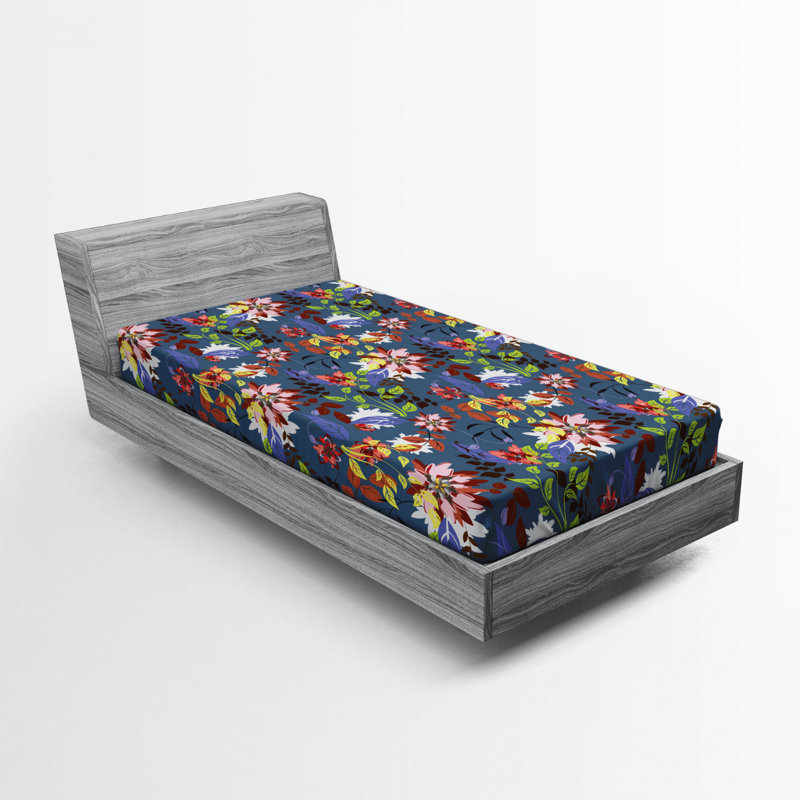 Microfiber Floral Fitted Sheet, Twin Fitted Sheet